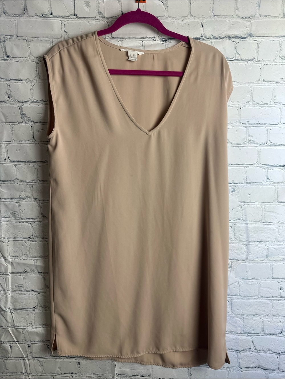 Streetwear Society Beige V-Neck Sleeveless Tunic